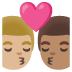 👨🏼‍❤️‍💋‍👨🏽 kiss: man, man, medium-light skin tone, medium skin tone display on Google